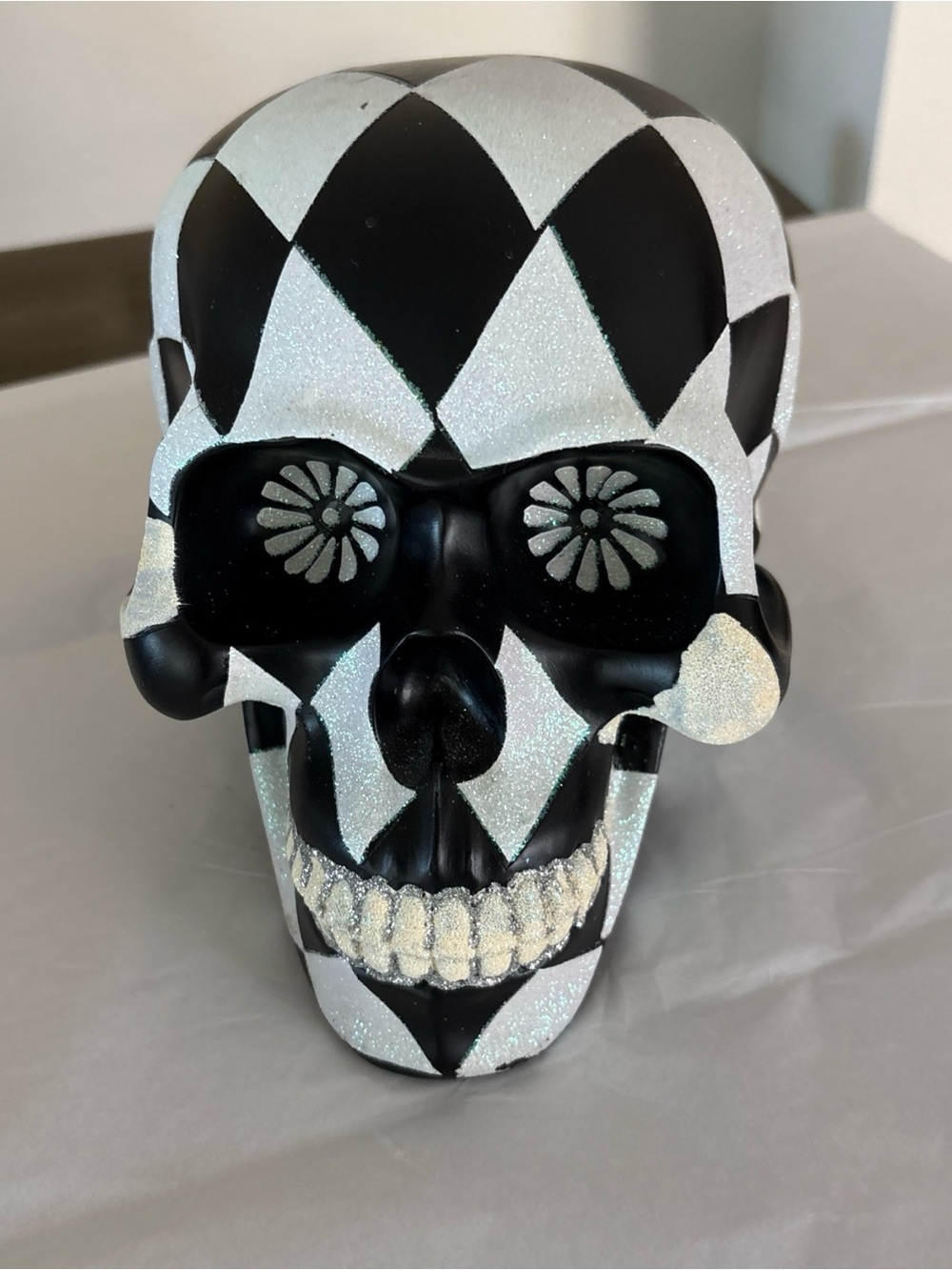 Mexican Day of Dead Black white Check Skull